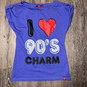PM I Love The 90s Charm Retro Purple Funny Women's T-Shirt Size M NWOT